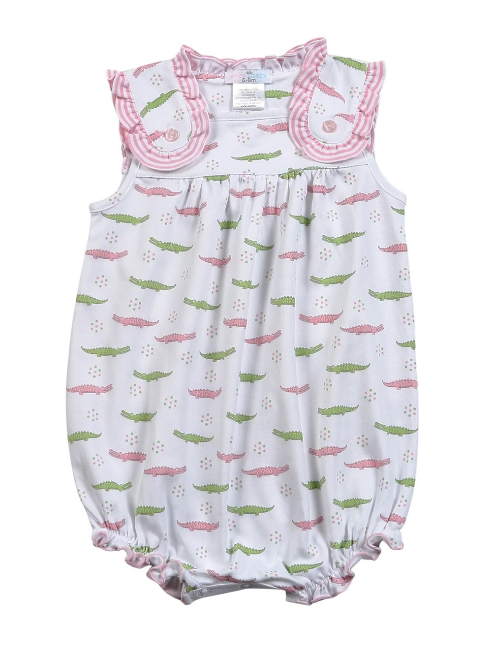 Alligators bubble romper pima ruffle onesie florida sleveless baby girl